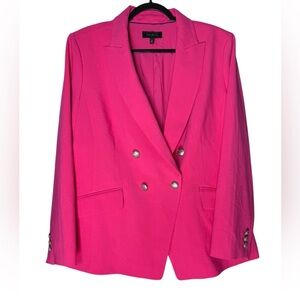 Talbots Size 18 Double Breasted Blazer Stretch Pink Career Office Jacket NWOT